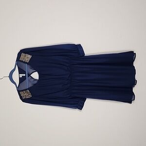 Studio Y Navy Blue Cocktail Dress with Beaded Detail Size Large